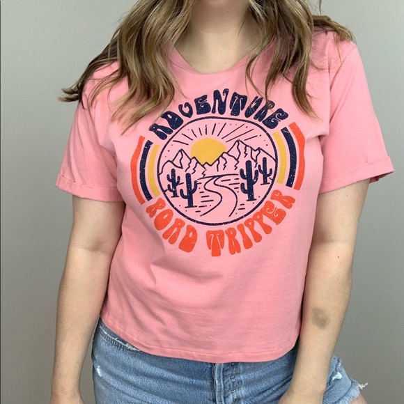 Road Tripper Graphic Tee M L Pink Boho - Picture 5 of 8